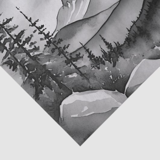 白と黒の山絵画の風景 薄葉紙 (詳細)