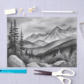白と黒の山絵画の風景 薄葉紙 (クラフト)