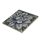 白と黒の巨大な牡丹の花模様 タイル (側面)