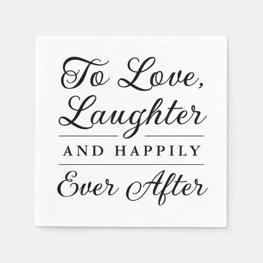 白と黒の幸せがの後に続結婚く スタンダードカクテルナプキン (正面)
