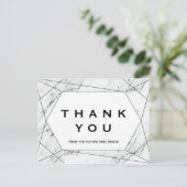 白と黒の幾何学大理石ありがとう ポストカード (スタンド正面)