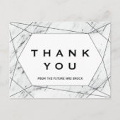 白と黒の幾何学大理石ありがとう ポストカード (正面)