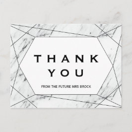 白と黒の幾何学大理石ありがとう ポストカード