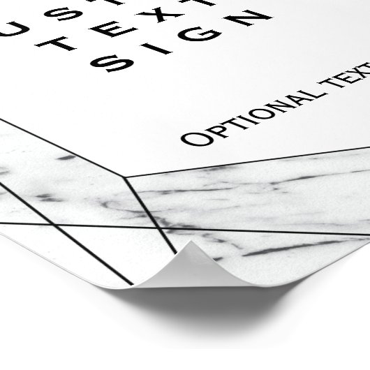 白と黒の幾何学大理石のカスタム記号 ポスター (角)