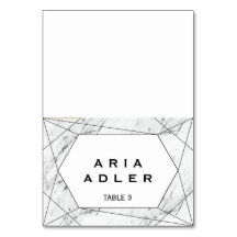 白と黒の幾何学大理石エスコート座席表