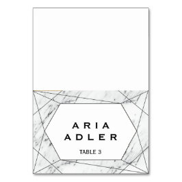 白と黒の幾何学大理石エスコート座席表 テーブルナンバー