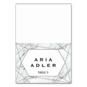 白と黒の幾何学大理石エスコート座席表 テーブルナンバー (正面)