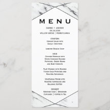 白と黒の幾何学大理石ディナーカード