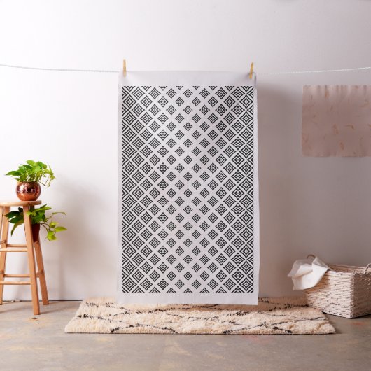 白と黒の幾何学的な図形パターン ファブリック (インサイチュ)