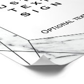 白と黒の幾何学的な大理石のカスタムサイン ポスター (角)