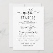白と黒の後悔結婚が延期 招待状 (正面)