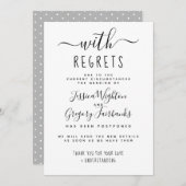 白と黒の後悔結婚が延期 招待状 (正面/裏面)