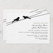 白と黒の恋鳥の針金 招待状 (正面/裏面)