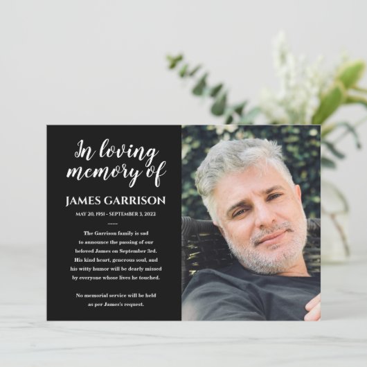 白と黒の愛するメモリ写真の発表 招待状 (スタンド正面)