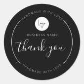 白と黒の愛で手作りありがとう ラウンドシール (正面)
