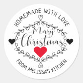 白と黒の愛のクリスマスを持つ自家製 ラウンドシール (正面)