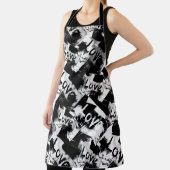 白と黒の愛の斑点パターン エプロン (インサイチュ)