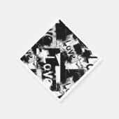 白と黒の愛の斑点パターン スタンダードカクテルナプキン (角)