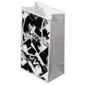 白と黒の愛の斑点パターン スモールペーパーバッグ (裏面アングル)