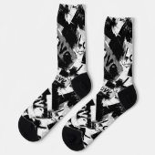 白と黒の愛の斑点パターン ソックス (左)