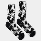 白と黒の愛の斑点パターン ソックス (右)