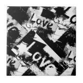 白と黒の愛の斑点パターン タイル (正面)