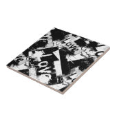 白と黒の愛の斑点パターン タイル (側面)