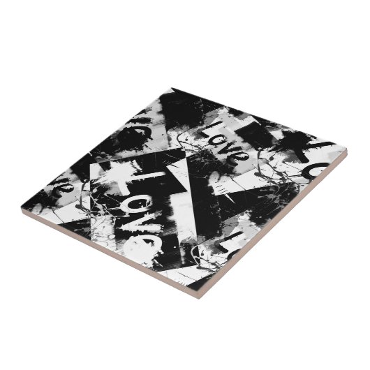 白と黒の愛の斑点パターン タイル (側面)