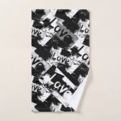 白と黒の愛の斑点パターン バスタオルセット (ハンドタオル)