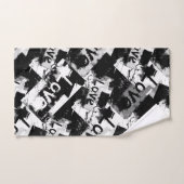 白と黒の愛の斑点パターン バスタオルセット (ハンドタオル)