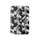 白と黒の愛の斑点パターン バスマット (正面縦)