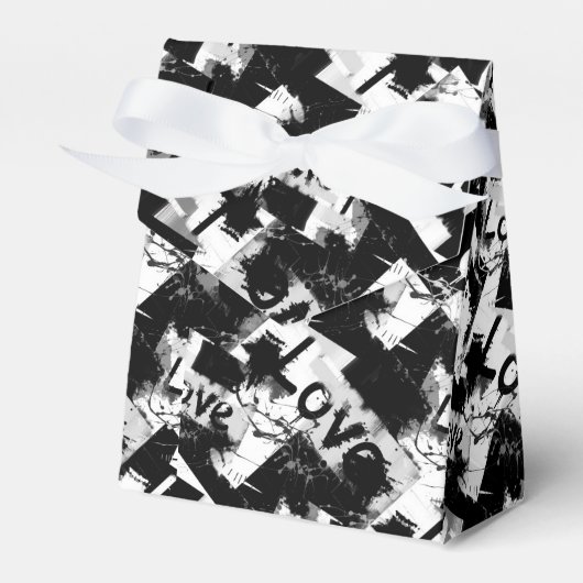 白と黒の愛の斑点パターン フェイバーボックス (正面サイド)