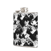白と黒の愛の斑点パターン フラスク (左)