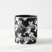 白と黒の愛の斑点パターン マグカップ (中央)