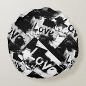 白と黒の愛の斑点パターン ラウンドクッション (裏面)