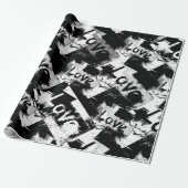 白と黒の愛の斑点パターン ラッピングペーパー (アンロールド)