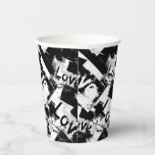 白と黒の愛の斑点パターン 紙コップ (右)
