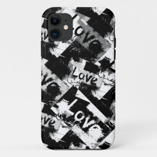 白と黒の愛の斑点パターン iPhone 11 ケース