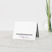 白と黒の愛らしい象のカ千鳥格子のード サンキューカード (裏面)