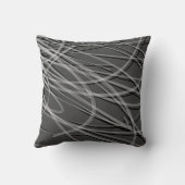 白と黒の抽象芸術リボンで灰色 クッション (裏面)