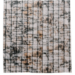 白と黒の抽象芸術絵画 シャワーカーテン