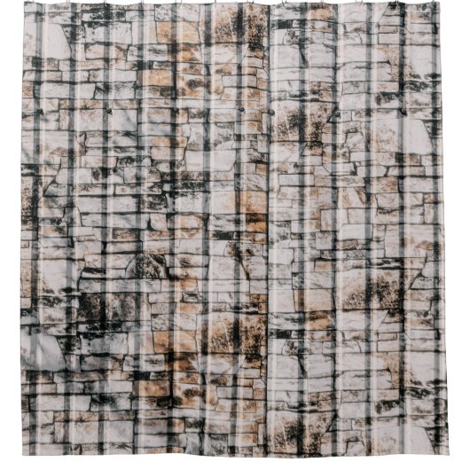白と黒の抽象芸術絵画 シャワーカーテン (正面)