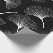 白と黒の抽象芸術葉パターン ラッピングペーパー (角)