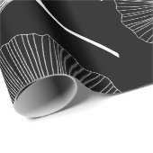 白と黒の抽象芸術葉パターン ラッピングペーパー (ロールコーナー)