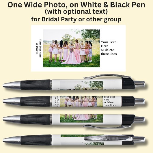 白と黒の文字付きワイド/ロングフォト1枚 ボールペン