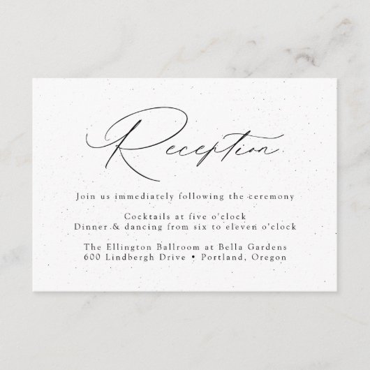 白と黒の斑入りウェディングレセプション エンクロージャーカード (正面)