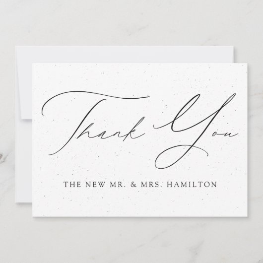 白と黒の斑点結婚の サンキューカード (正面)