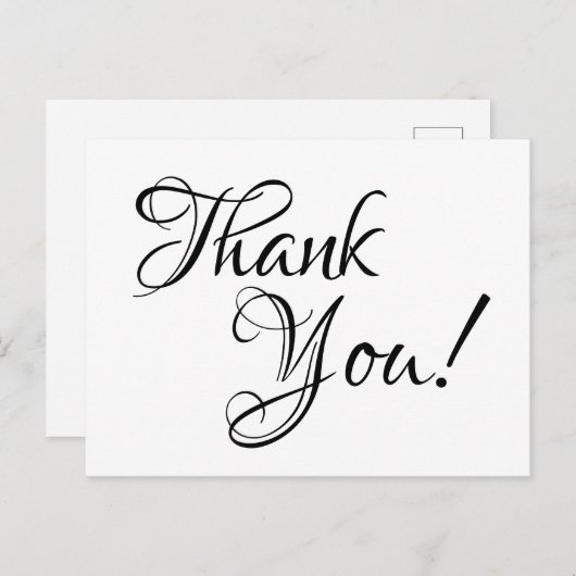 白と黒の書道ありがとう ポストカード (正面/裏面)