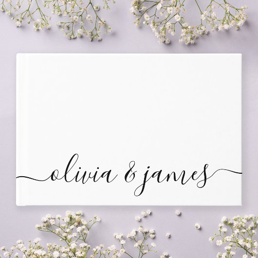 白と黒の書道の結婚脚本 ゲストブック