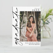 白と黒の書道写真卒業 招待状 (スタンド正面)
